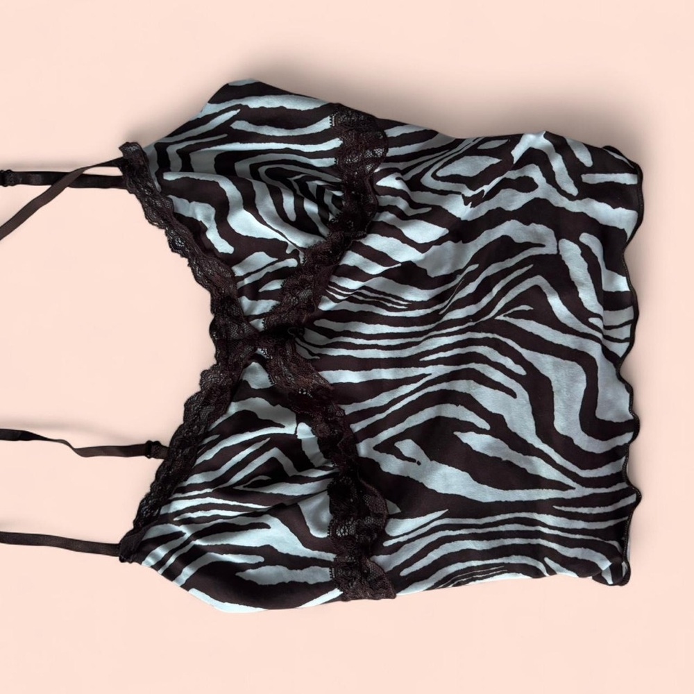SHEIN Zebra Print Camisole Top with Lace Trim
